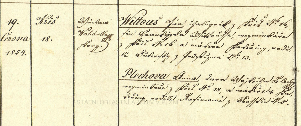John Vitosh Wedding 1854